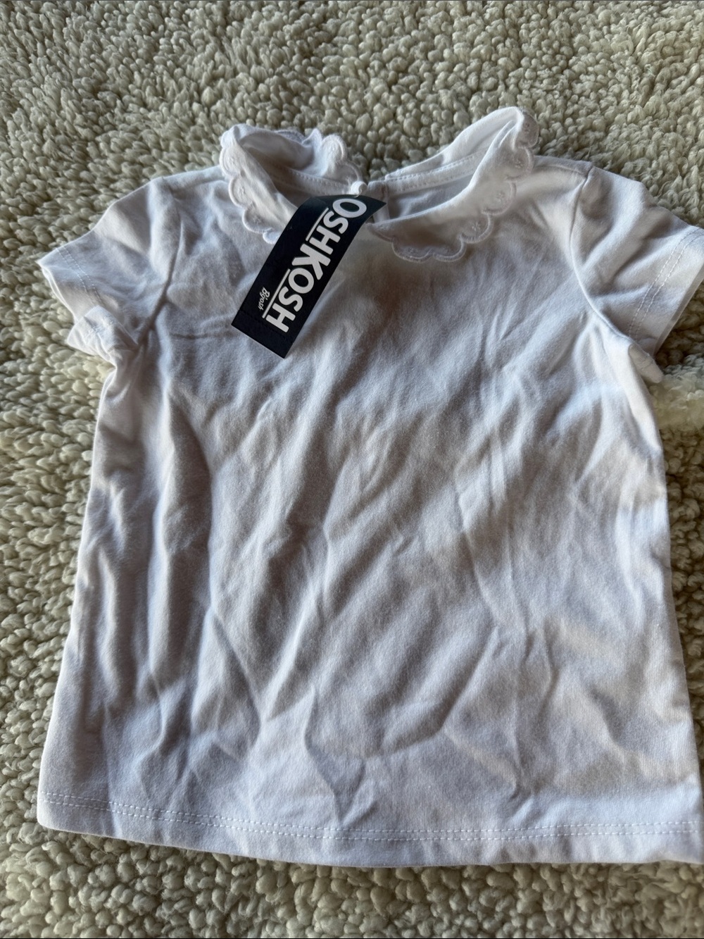 OshKosh B'gosh White Short Sleeve Tee with Scalloped Collar